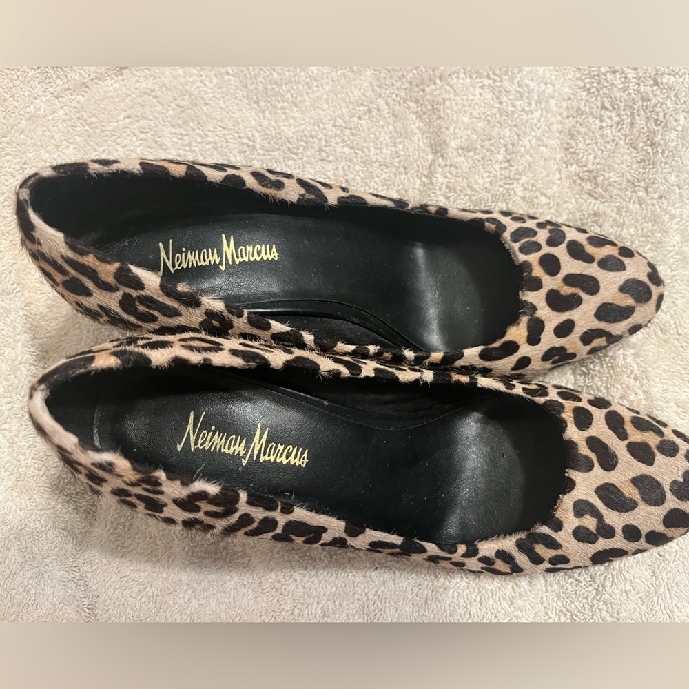 Size 7 leopard wedges Neiman Marcus worn once or twice